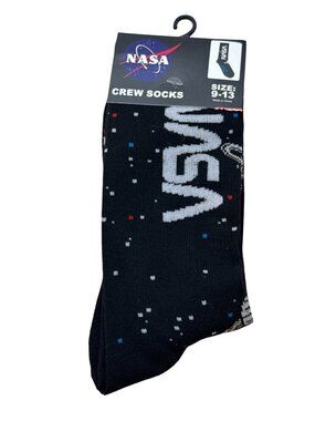 NASA Black Space Crew Socks Stars Planet Graphic Men’s 6-13 NWT